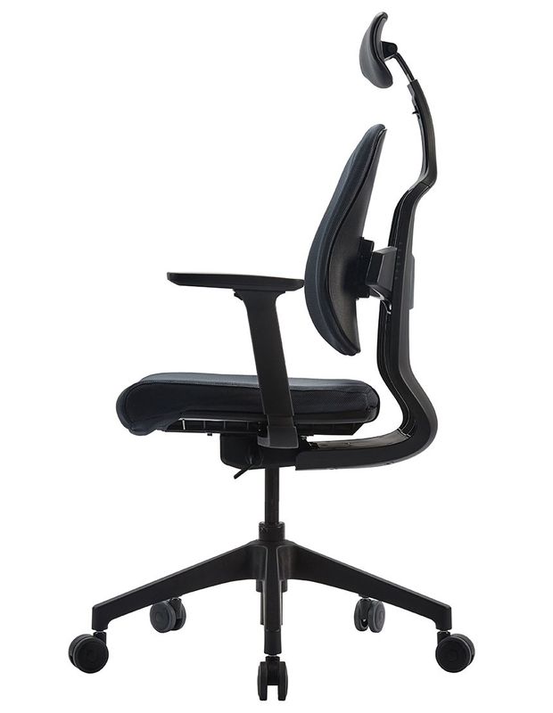 DUOREST D2 Black/Grey - Эргономичное кресло, Компьютерное, Игровое, Геймерское, Ткань, Крестовина пластик, Подголовник регулируемый