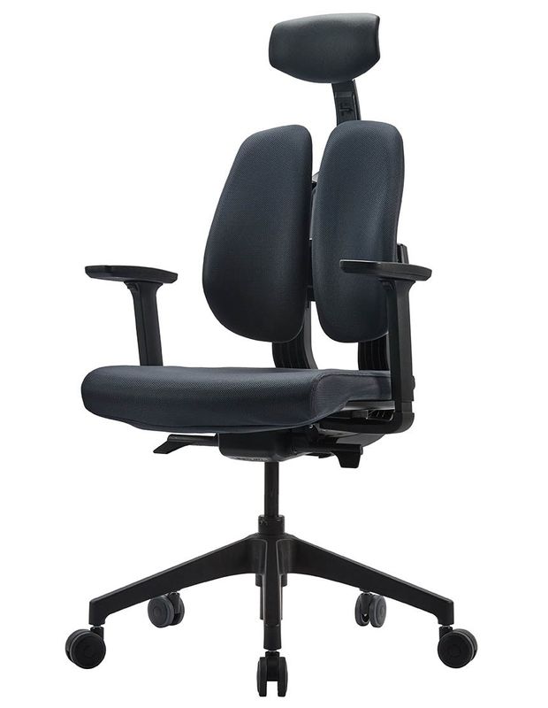 DUOREST D2 Black/Grey - Ергономічне крісло, Комп'ютерне, Ігрове, Геймерське, Тканина, Хрестовина пластик, Підголівник регульований