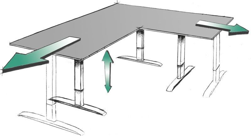 Ergon Master Corner Version - стол для работы стоя и сидя регулируемый по высоте электроприводом Серый с хромированной ножкой