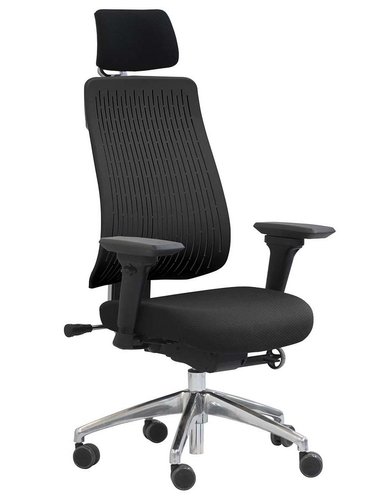 COMF-PRO TRULY BLACK - Эргономичное кресло для оператора, Компьютерное, Игровое, Геймерское, Сиденье Ткань, спинка пластик, Крестовина алюминий, Регулируемая спинка по высоте, Подголовник регулируемый