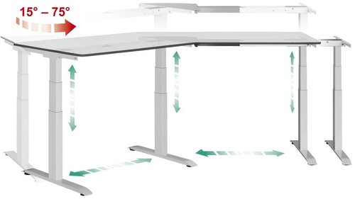 Мaster angle version 30⁰ - стіл для роботи стоячи і сидячи регульований по висоті електроприводом Сірий з хромованою ніжкою, 45 градусів