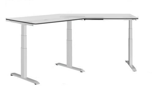 Ergon Master Corner Version - стол для работы стоя и сидя регулируемый по высоте электроприводом Серый с хромированной ножкой