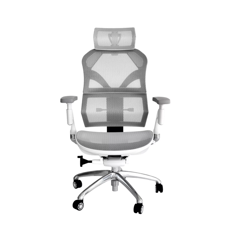 SPINELINE Invite - Ергономічне крісло, Білий, Комп'ютерне, Ігрове, Геймерське, Сітка, Хрестовина метал, Білий пластик, Динамічна поперекова підтримка, Підголівник регульований