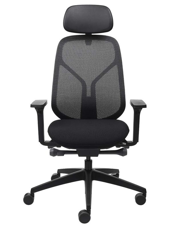 SEDUS SE:KIT - Эргономичное кресло, Черный, Компьютернре, Игровое, Геймерское, Крестовина нейлон, Сетка, Черный пластик, Регулируемый подголовник