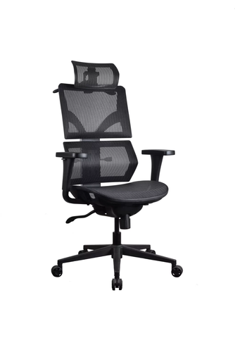 SPINELINE BASIC - Эргономичное кресло, Черный, Компьютерное, Игровое, Геймерское, Сетка, Крестовина нейлон, Черный пластик, Динамичная поясничная поддержка, Подголовник регулируемый